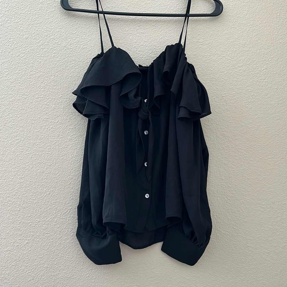 Black feminine Zara chiffon off the shoulder blouse size M